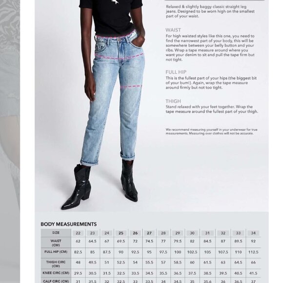 ONE TEASPOON Awesome Baggies Straight High Waist Denim Distressed Jeans Size 28 - Picture 10 of 11